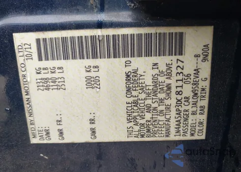 2013 Nissan Maxima 3.5 S из США, поврежденный, VIN 1N4AA5AP3DC811327